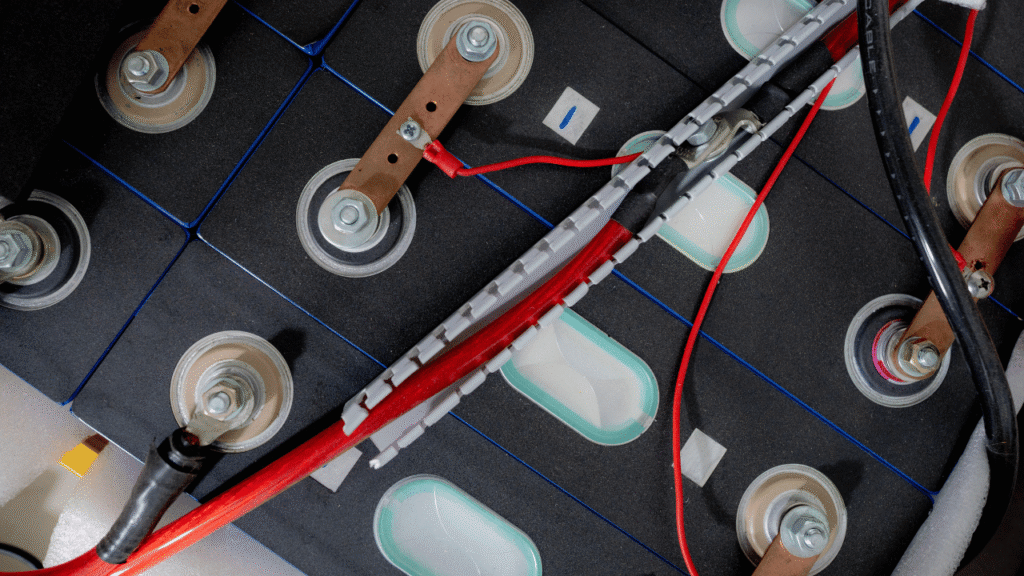A detailed solar panel installation showcasing the connection process. In the foreground, a technician carefully attaches the solar panel to the mounting system, creating a secure and seamless integration. The middle ground reveals the intricate wiring and cabling that link the panel to the battery bank, enabling efficient power storage. In the background, a well-designed residential rooftop provides the ideal setting, with the sun's rays beaming down, illuminating the scene with a warm, natural glow. The overall composition conveys the ease and simplicity of solar battery integration, highlighting the benefits of this renewable energy solution for home use. সোলার ব্যাটারি সংযোগের সুবিধা