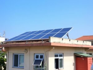 Solar panels installed on a residential building in Bangladesh