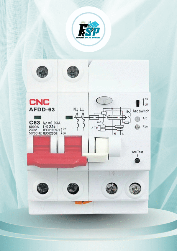 AFDD-63 2P C40 30mA RCBO – সোলার ইনভার্টার AC আউটপুট এবং হোম ফায়ার সেফটি ব্রেকার AFDD-63 2P C20 36 mm RCBO 30 mA