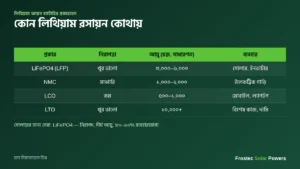লিথিয়াম আয়ন ব্যাটারির প্রকারভেদ — রসায়ন, নিরাপত্তা ও আয়ু