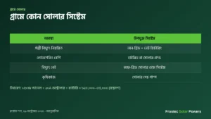 গ্রামে কোন সোলার সিস্টেম — অবস্থা অনুযায়ী